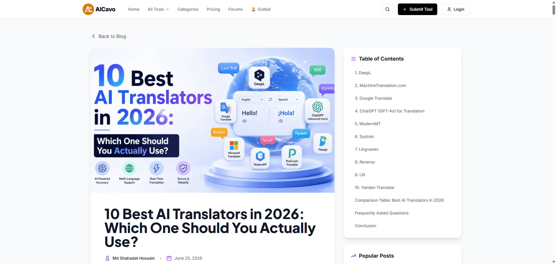 AICavo — single blog page